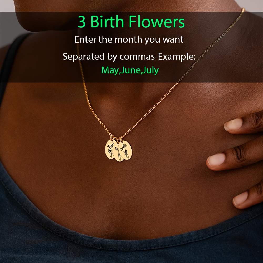 Personalized Women's Birth Flower Pendant Necklace in 18K Plated Design